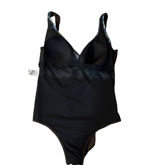 Christina Swimsuit Womens 16L Tall One Piece Blue Brown Lined Scoop Back Used - Picture 5 of 12